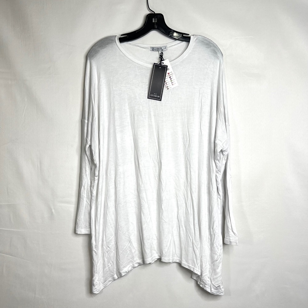 Cotton On White Long Sleeve Top‎ Mens Size S Essi 2 L/S Viscose Blend Casual - Picture 2 of 12